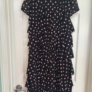 INC International Concepts Black and Pink Polka Dot Mini Dress